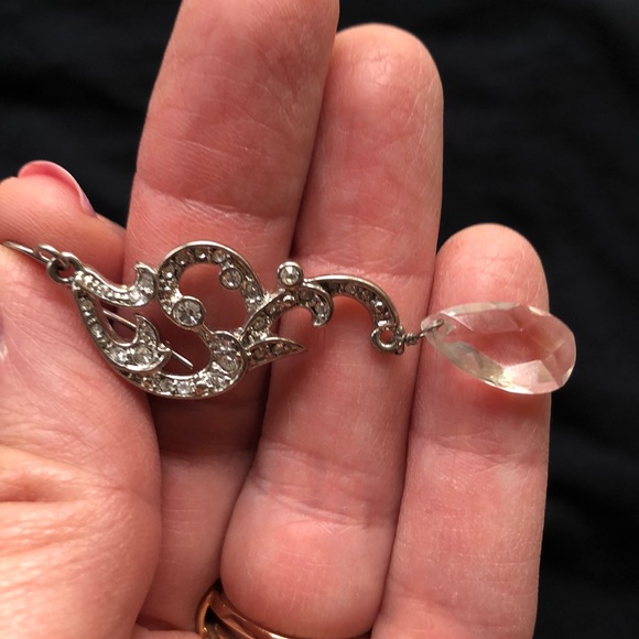 NWT Ralph Lauren crystal/silver teardrop earrings - Picture 3 of 3